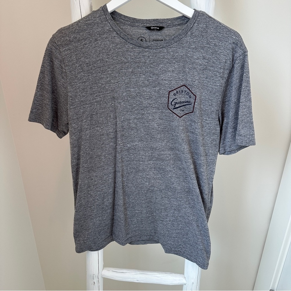 Brixton Gray Short Sleeve Tee with Logo SZ Small